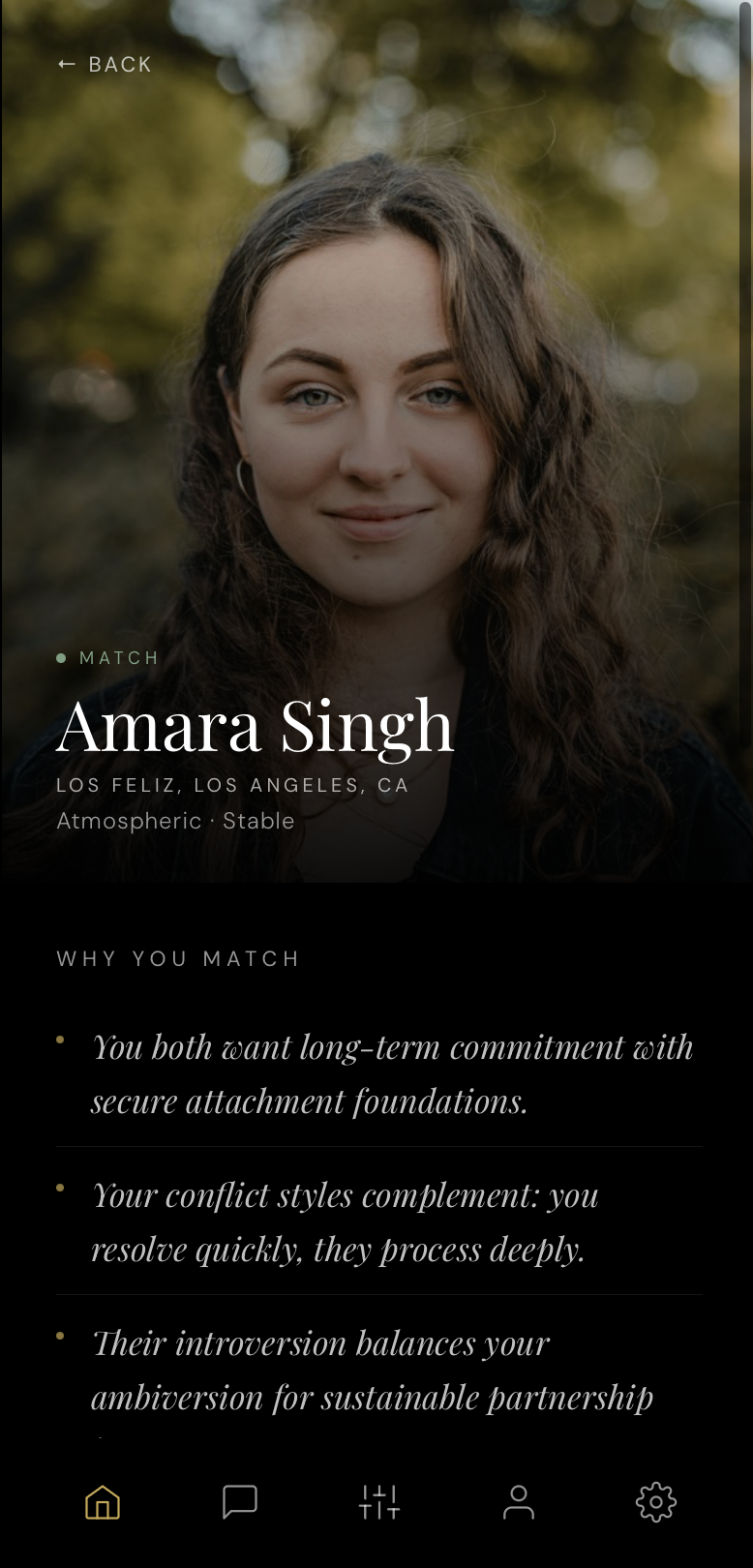 Match profile — Amara Singh